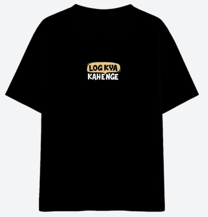 Log Kya Kahenge Oversized T-Shirt in Black - Front view