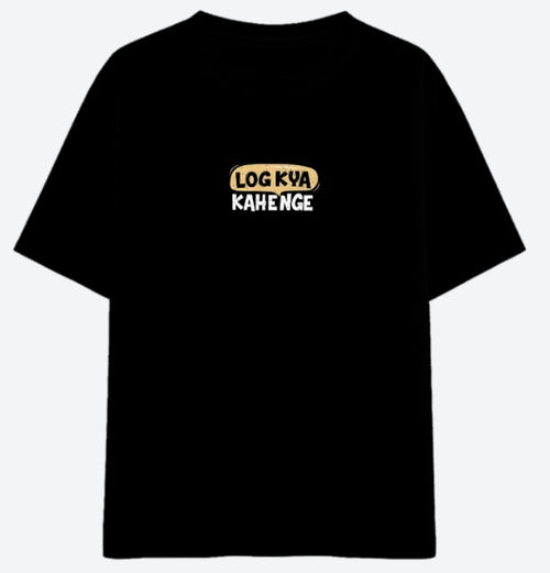 Log Kya Kahenge Oversized T-Shirt in Black - Front view