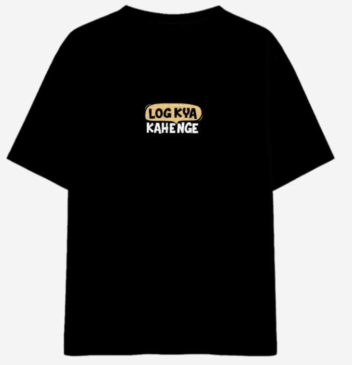 Log Kya Kahenge Oversized T-Shirt in Black - Alternate view
